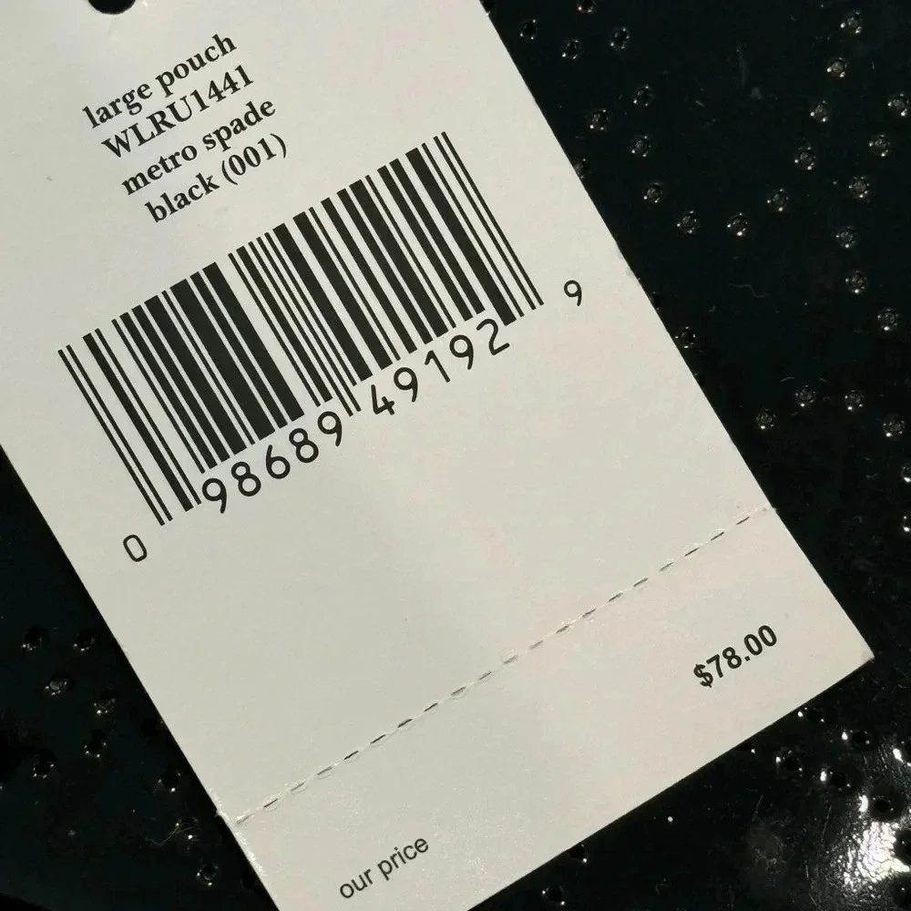 KATE SPADE NWT METRO SPADE BLACK PATENT LEATHER LARGE POUCH